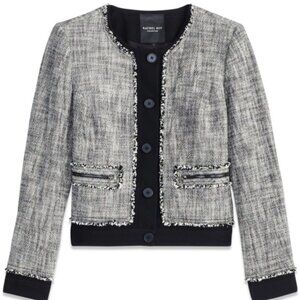 Rachel Roy Tweed Suit Jacket Size 16W Black and White 2 Zip Pockets New